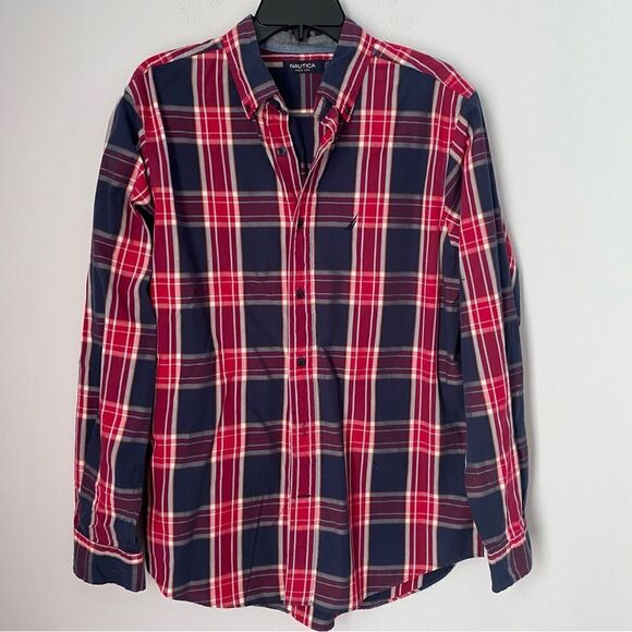 Nautica Men’s Plaid Long Sleeve Button Front Shirt M - Picture 1 of 4